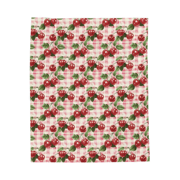 Cherry Plaid Velveteen Plush Blanket - Cozy Home Décor for All Seasons