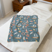 Nautical Velveteen Plush Blanket - Cozy Ocean-Inspired Throw for Beach Lovers