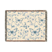 Floral Butterfly Chinoiserie Woven Blanket - Cozy Home Decor for All Occasions