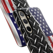 American Flag & Diamond Plate Phone Case - Durable Protection for Patriotic Spirit - Tough Cases