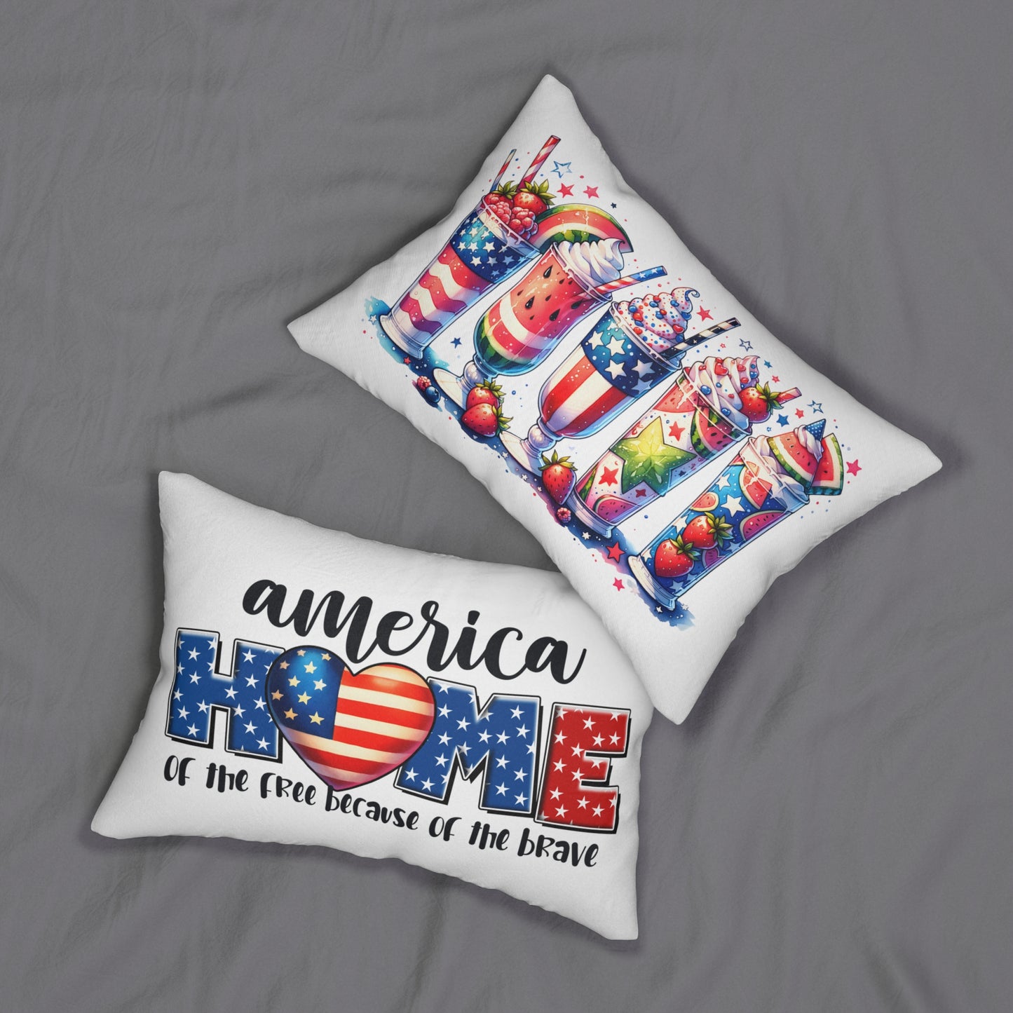 Patriotic Drinks Spun Polyester Lumbar Pillow