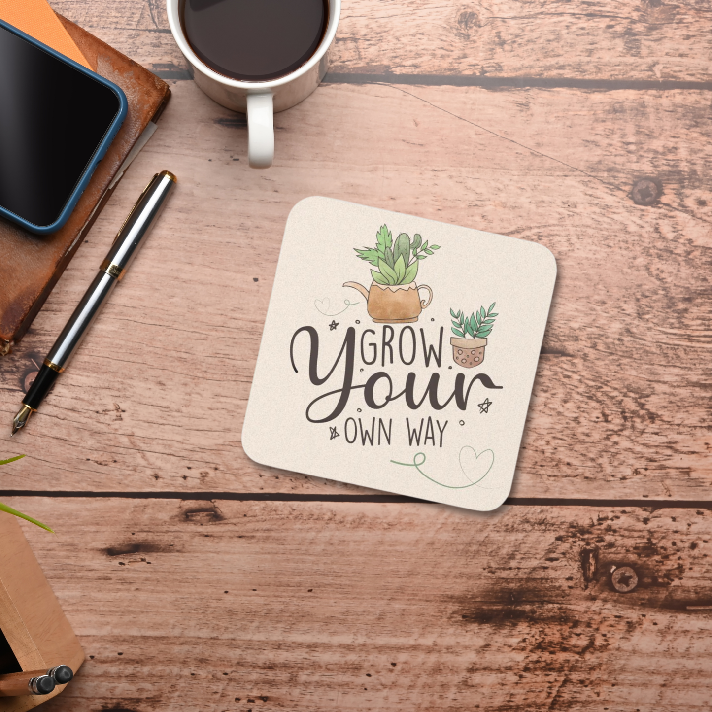 Grow your own way - Cork Back Coaster