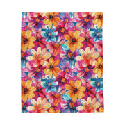 Vibrant Floral Velveteen Plush Blanket - Cozy Home Decor