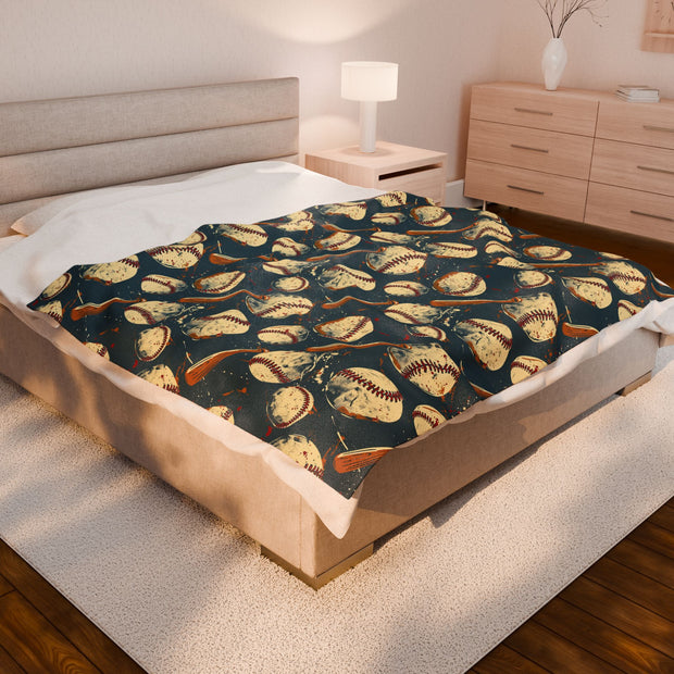 Baseball Theme Velveteen Plush Blanket - Cozy Sports Throw for Fans