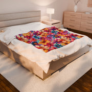 Vibrant Floral Velveteen Plush Blanket - Cozy Home Decor