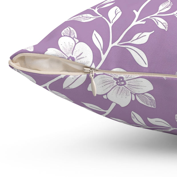 Floral Purple Square Pillow - Charming Decorative Cushion for Home Décor