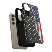 American Flag & Diamond Plate Phone Case - Durable Protection for Patriotic Spirit - Tough Cases