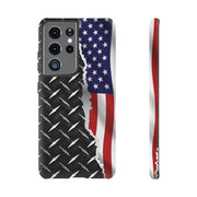 American Flag & Diamond Plate Phone Case - Durable Protection for Patriotic Spirit - Tough Cases