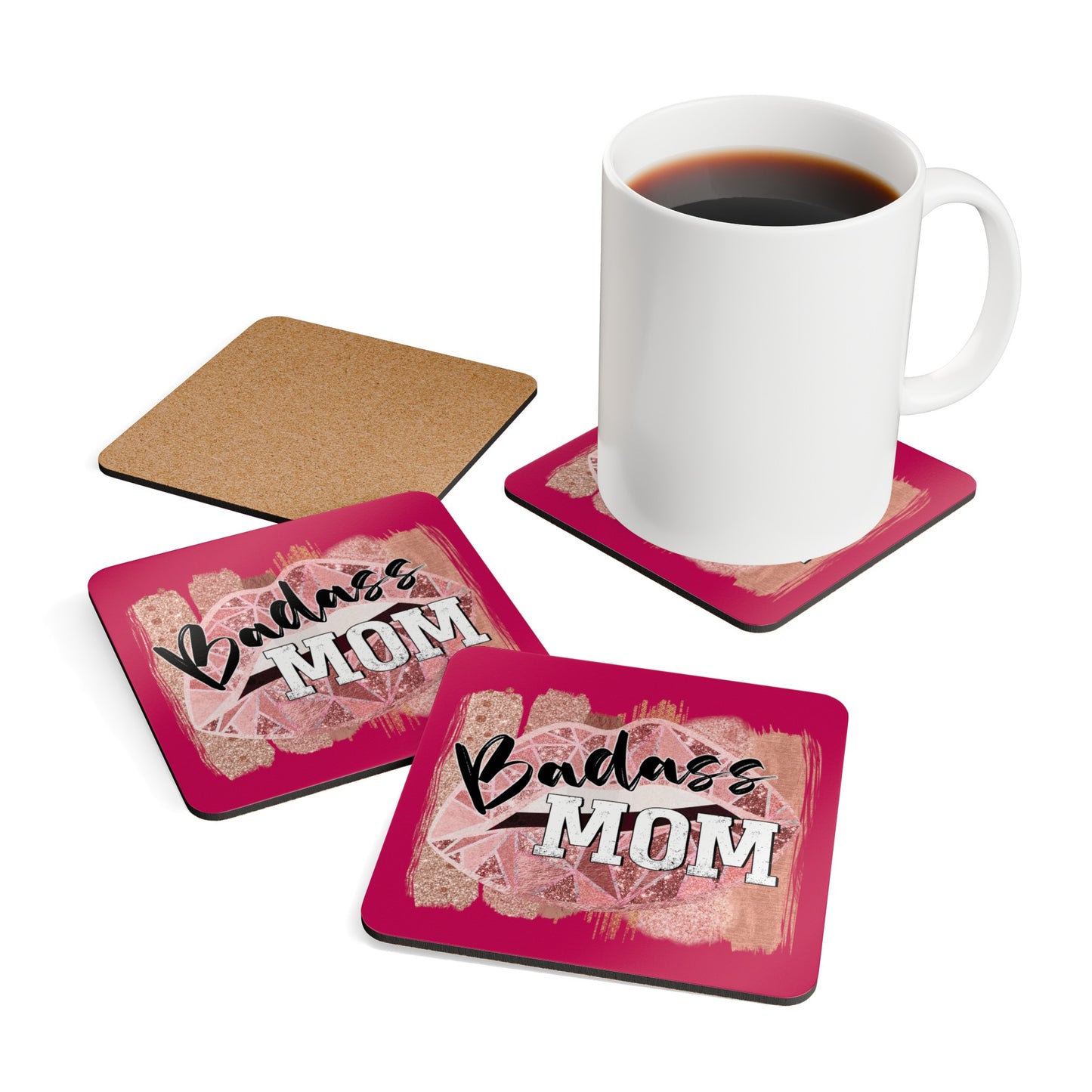 Badass Mom Corkwood Coaster Set