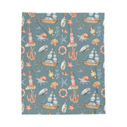 Nautical Velveteen Plush Blanket - Cozy Ocean-Inspired Throw for Beach Lovers