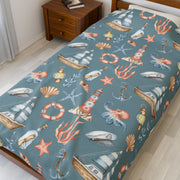 Nautical Velveteen Plush Blanket - Cozy Ocean-Inspired Throw for Beach Lovers