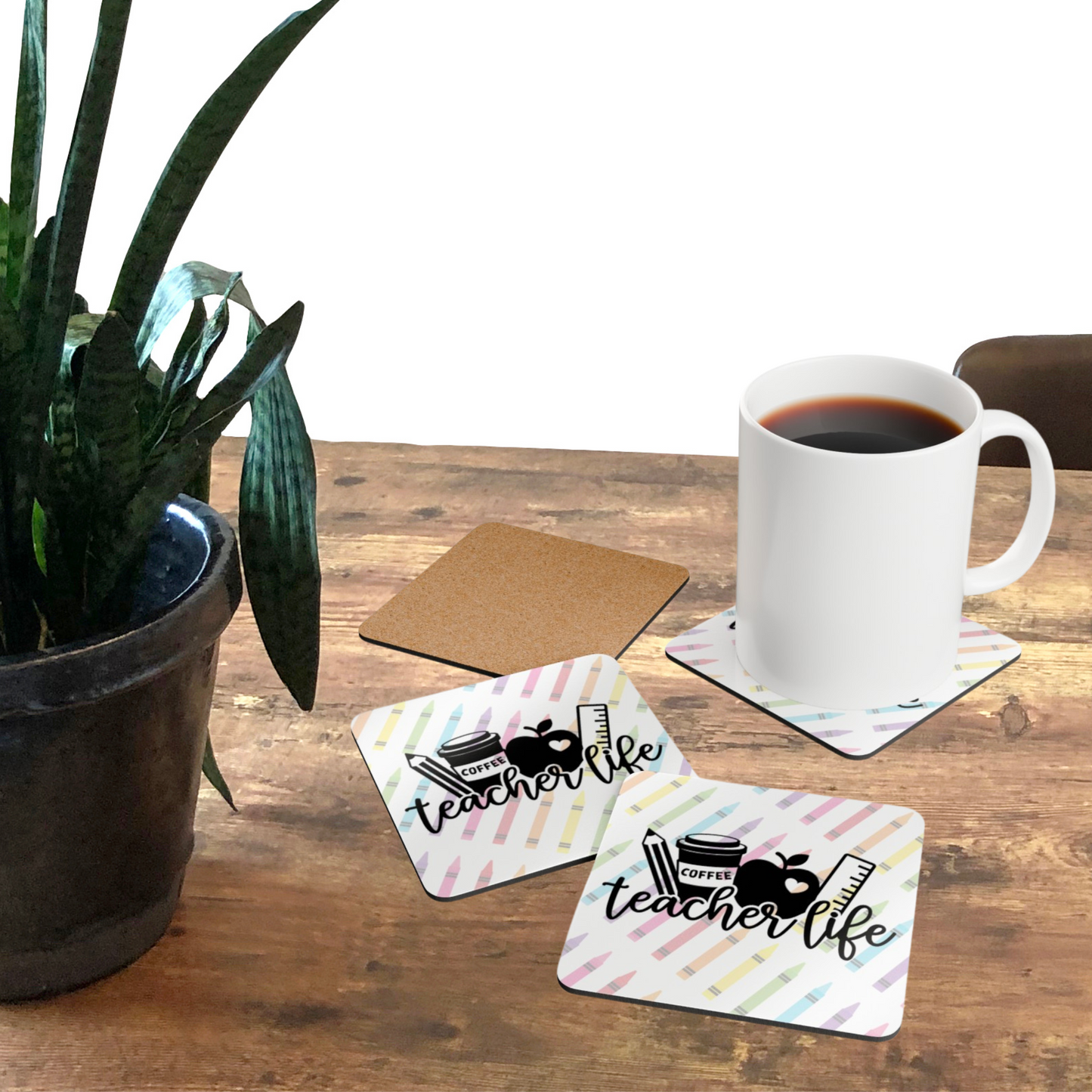 Teacher Life Corkwood Coaster Set