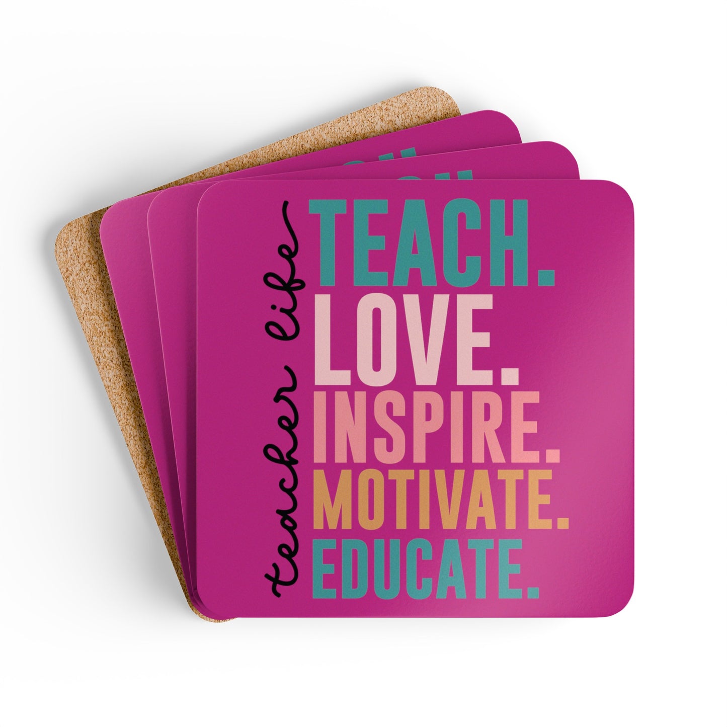 Teacher Life Corkwood Coaster Set