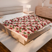 Cherry Plaid Velveteen Plush Blanket - Cozy Home Décor for All Seasons