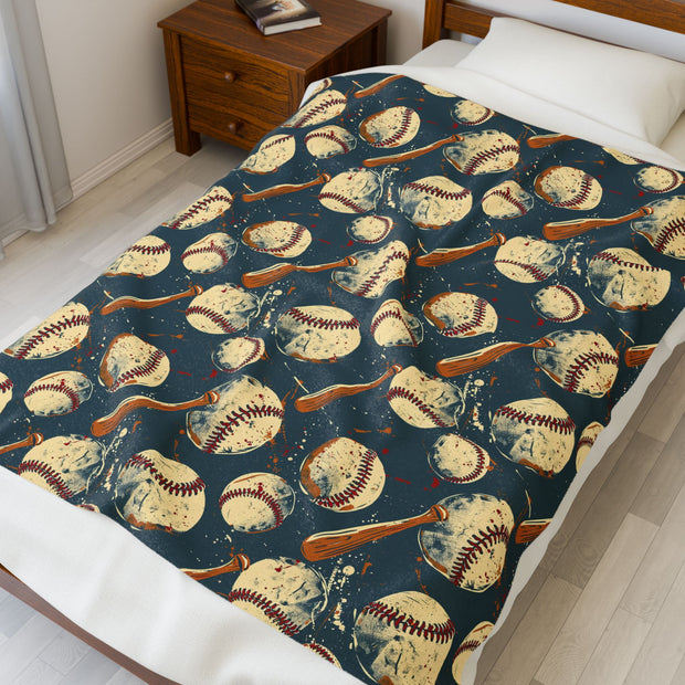 Baseball Theme Velveteen Plush Blanket - Cozy Sports Throw for Fans