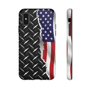 American Flag & Diamond Plate Phone Case - Durable Protection for Patriotic Spirit - Tough Cases