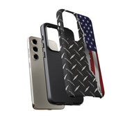 American Flag & Diamond Plate Phone Case - Durable Protection for Patriotic Spirit - Tough Cases