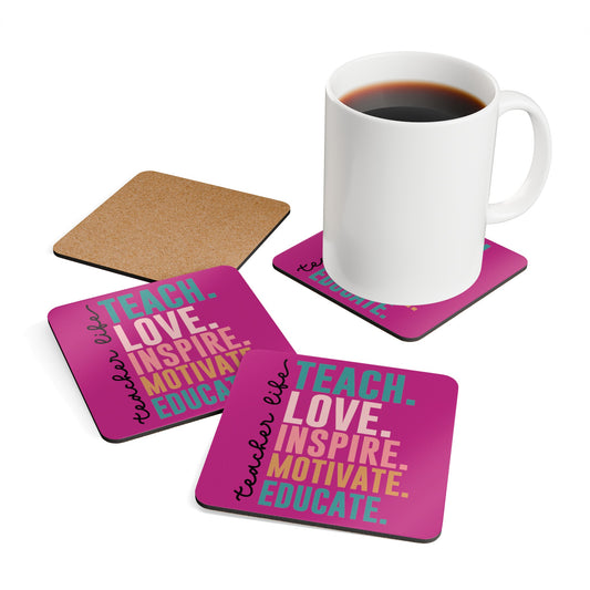 Teacher Life Corkwood Coaster Set