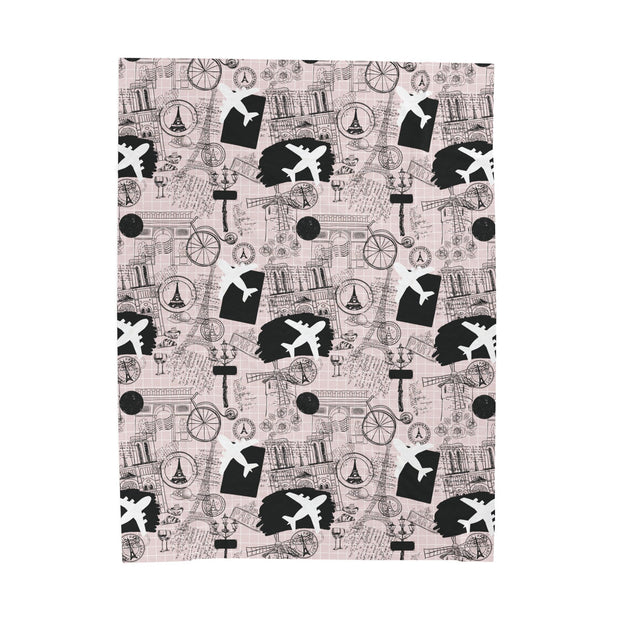 Travel-Inspired Velveteen Plush Blanket - Cozy Décor for Adventurers