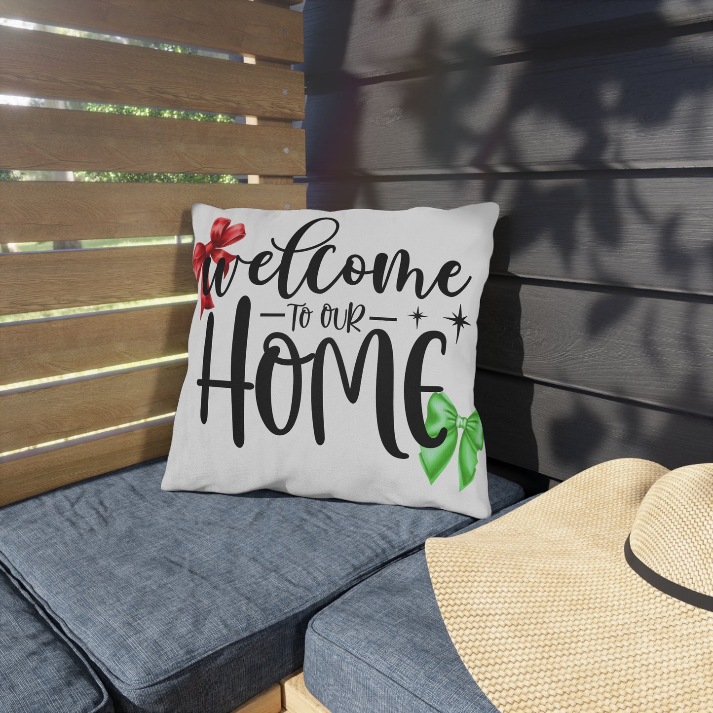 Welcome Home Holiday Outdoor Pillows - Festive Christmas Decor