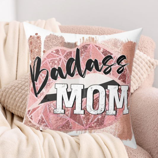 Badass MOM - Spun Polyester Square Pillow