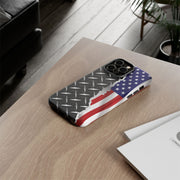 American Flag & Diamond Plate Phone Case - Durable Protection for Patriotic Spirit - Tough Cases
