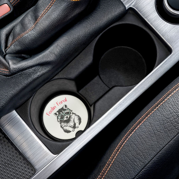 Feelin’ Feral Racoon Soapstone Car Coaster