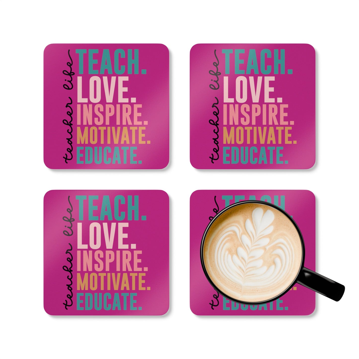 Teacher Life Corkwood Coaster Set