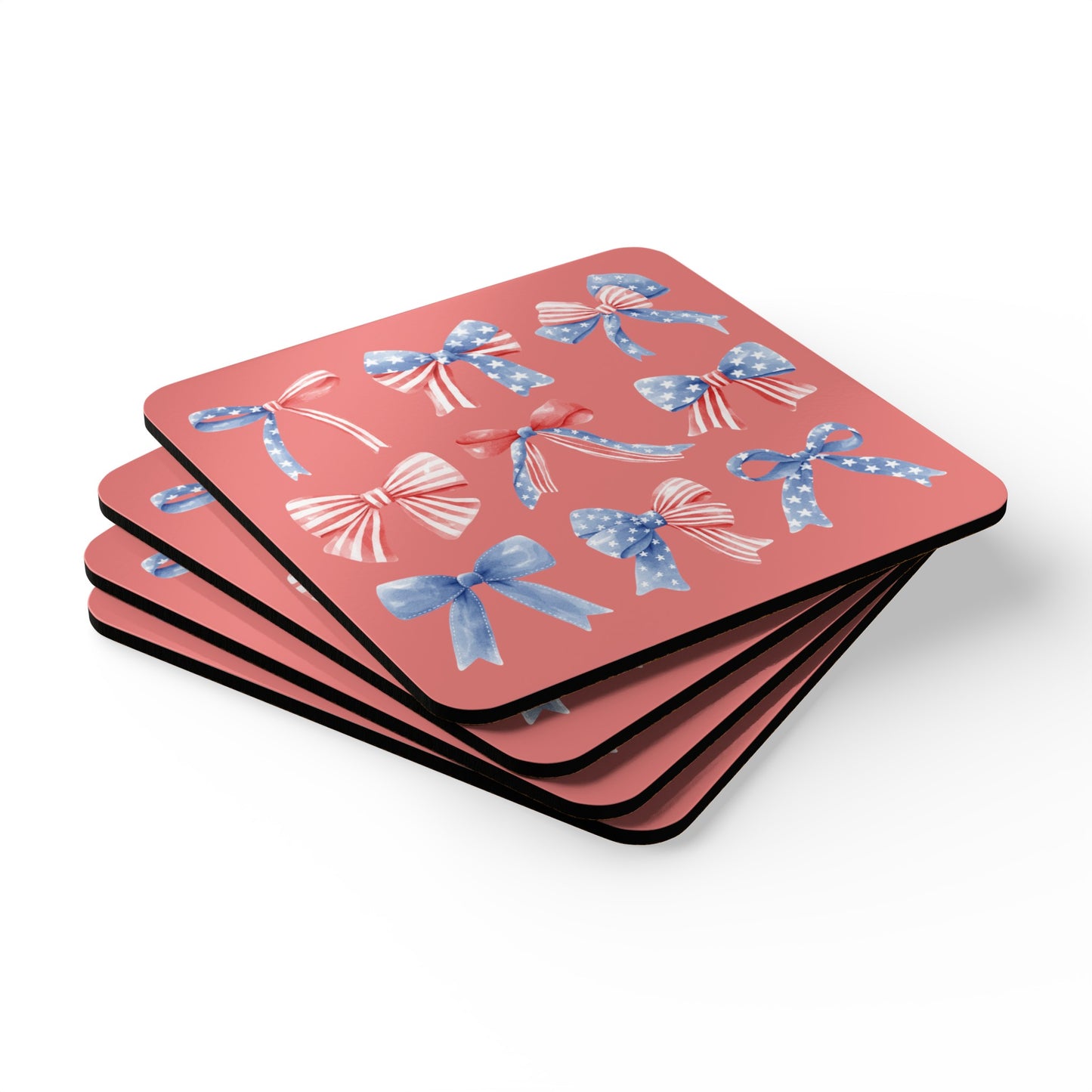 Coquette Bows 4th of July - Corkwood Coaster Set