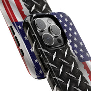 American Flag & Diamond Plate Phone Case - Durable Protection for Patriotic Spirit - Tough Cases