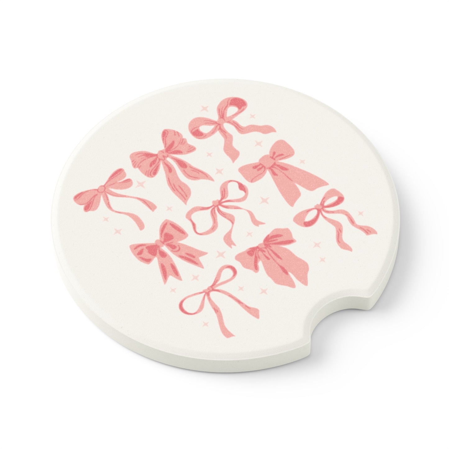 Pink Bows Coquette Soapstone Car Coaster