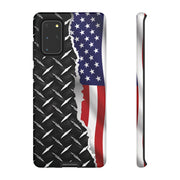 American Flag & Diamond Plate Phone Case - Durable Protection for Patriotic Spirit - Tough Cases
