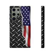 American Flag & Diamond Plate Phone Case - Durable Protection for Patriotic Spirit - Tough Cases