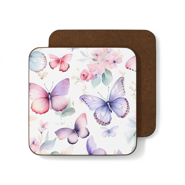 Pastel Butterflies - Hardboard Back Coaster