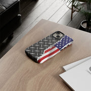 American Flag & Diamond Plate Phone Case - Durable Protection for Patriotic Spirit - Tough Cases