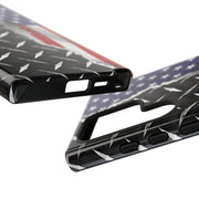 American Flag & Diamond Plate Phone Case - Durable Protection for Patriotic Spirit - Tough Cases