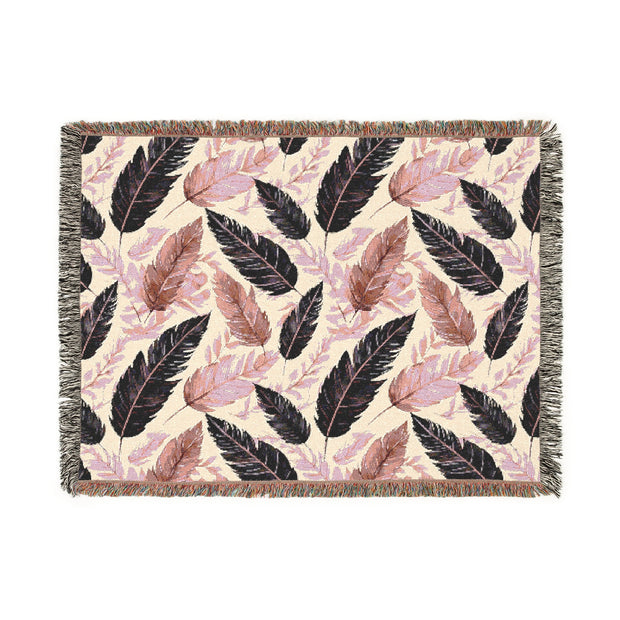 Bohemian Leaf Woven Blanket - Cozy Decorative Throw for Home