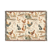 Cozy Farmhouse Woven Blanket - Rustic Chicken Design for Country Living