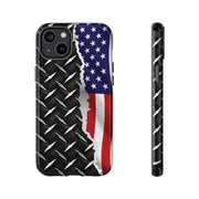American Flag & Diamond Plate Phone Case - Durable Protection for Patriotic Spirit - Tough Cases