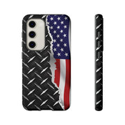 American Flag & Diamond Plate Phone Case - Durable Protection for Patriotic Spirit - Tough Cases
