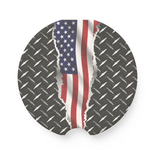 American Flag  Soapstone Car Coaster