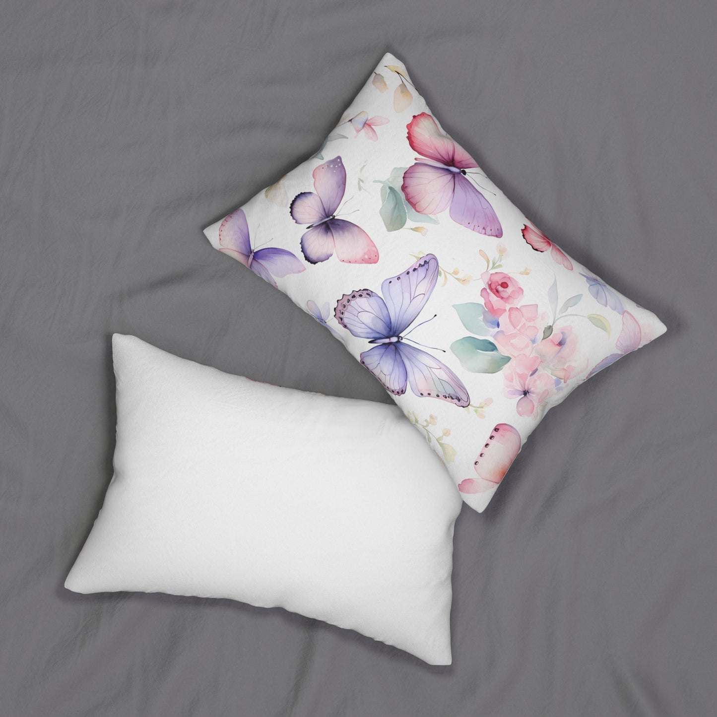 Pastel Butterflies - Spun Polyester Lumbar Pillow