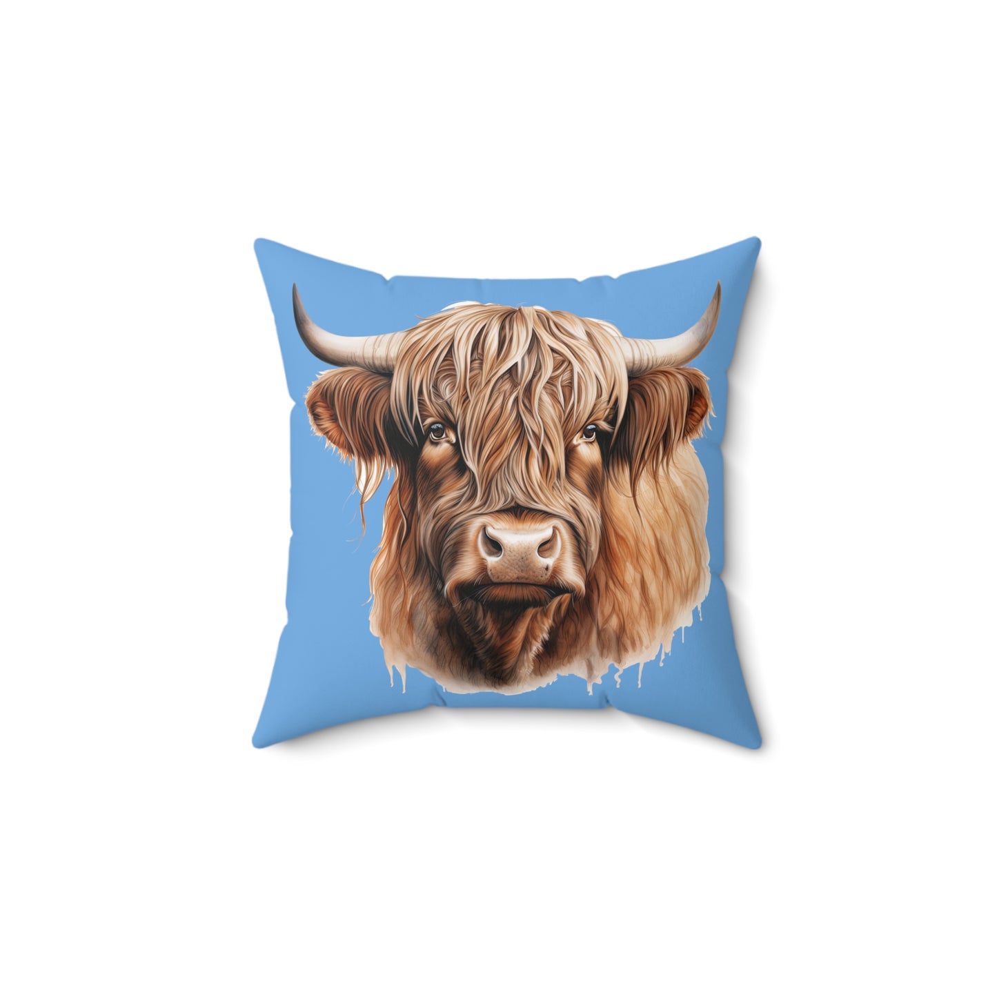 Highland Cow with Horns - Spun Polyester Square Pillow