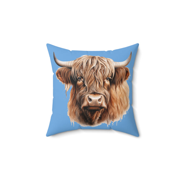 Highland Cow with Horns - Spun Polyester Square Pillow