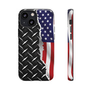 American Flag & Diamond Plate Phone Case - Durable Protection for Patriotic Spirit - Tough Cases