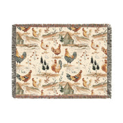 Cozy Farmhouse Woven Blanket - Rustic Chicken Design for Country Living