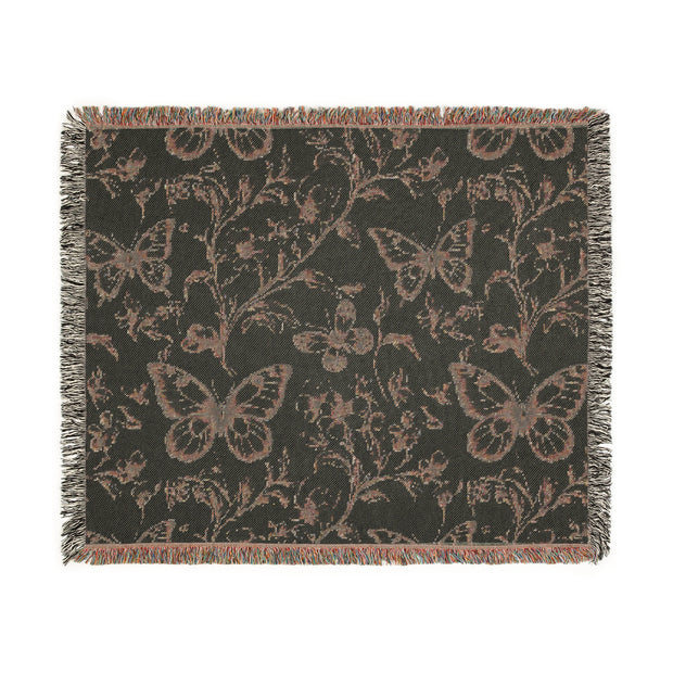 Floral Butterfly Chinoiserie Woven Blanket - Cozy Home Decor for All Occasions