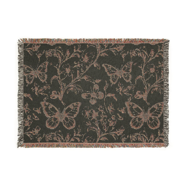 Floral Butterfly Chinoiserie Woven Blanket - Cozy Home Decor for All Occasions