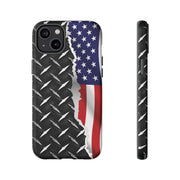 American Flag & Diamond Plate Phone Case - Durable Protection for Patriotic Spirit - Tough Cases