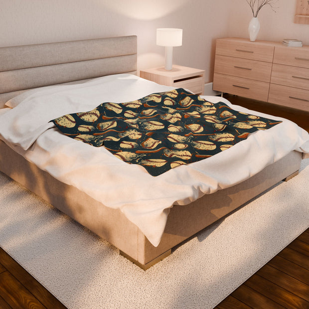 Baseball Theme Velveteen Plush Blanket - Cozy Sports Throw for Fans